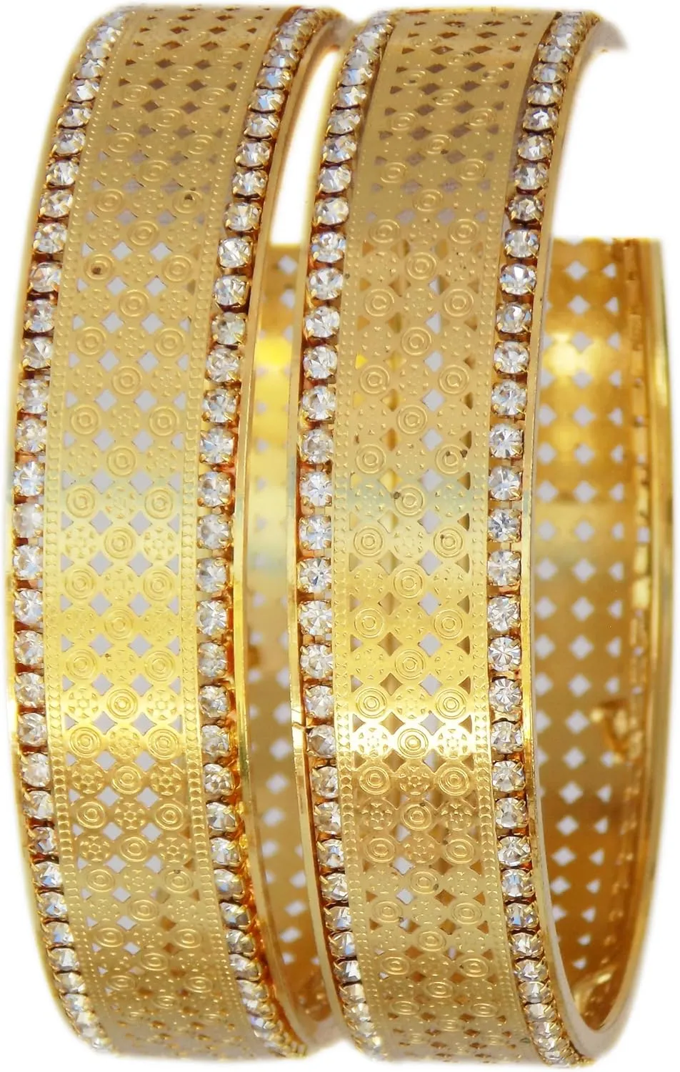 JD'Z COLLECTION Indian Bridal Wedding Bracelet Bangle Set Jewelry Gold Plated Jewelry Cubic Zirconia,CZ Bangles Set Traditional Bollywood Bangles