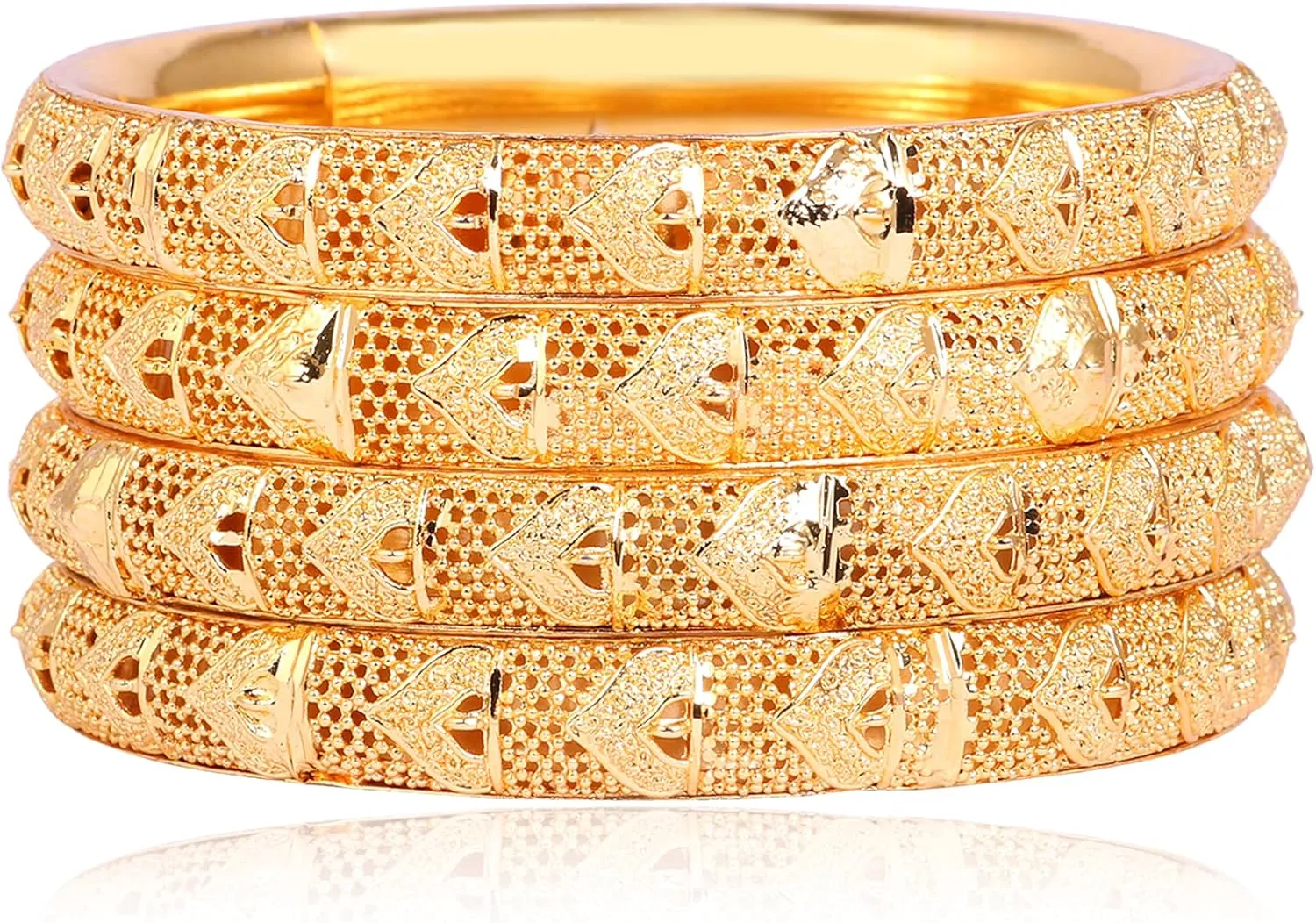 JD'Z COLLECTION Indian Gold Plated Bangles Bracelets Bollywood Jewelry For Women Traditional Pola Gold Bangles Set of 4pc Trendy Costume Jewelry Bangles Set