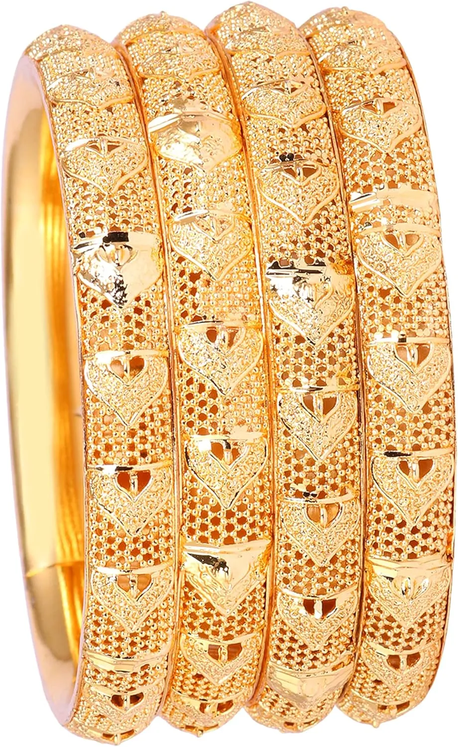 JD'Z COLLECTION Indian Gold Plated Bangles Bracelets Bollywood Jewelry For Women Traditional Pola Gold Bangles Set of 4pc Trendy Costume Jewelry Bangles Set