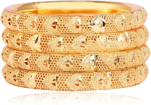 JD'Z COLLECTION Indian Gold Plated Bangles Bracelets Bollywood Jewelry For Women Traditional Pola Gold Bangles Set of 4pc Trendy Costume Jewelry Bangles Set