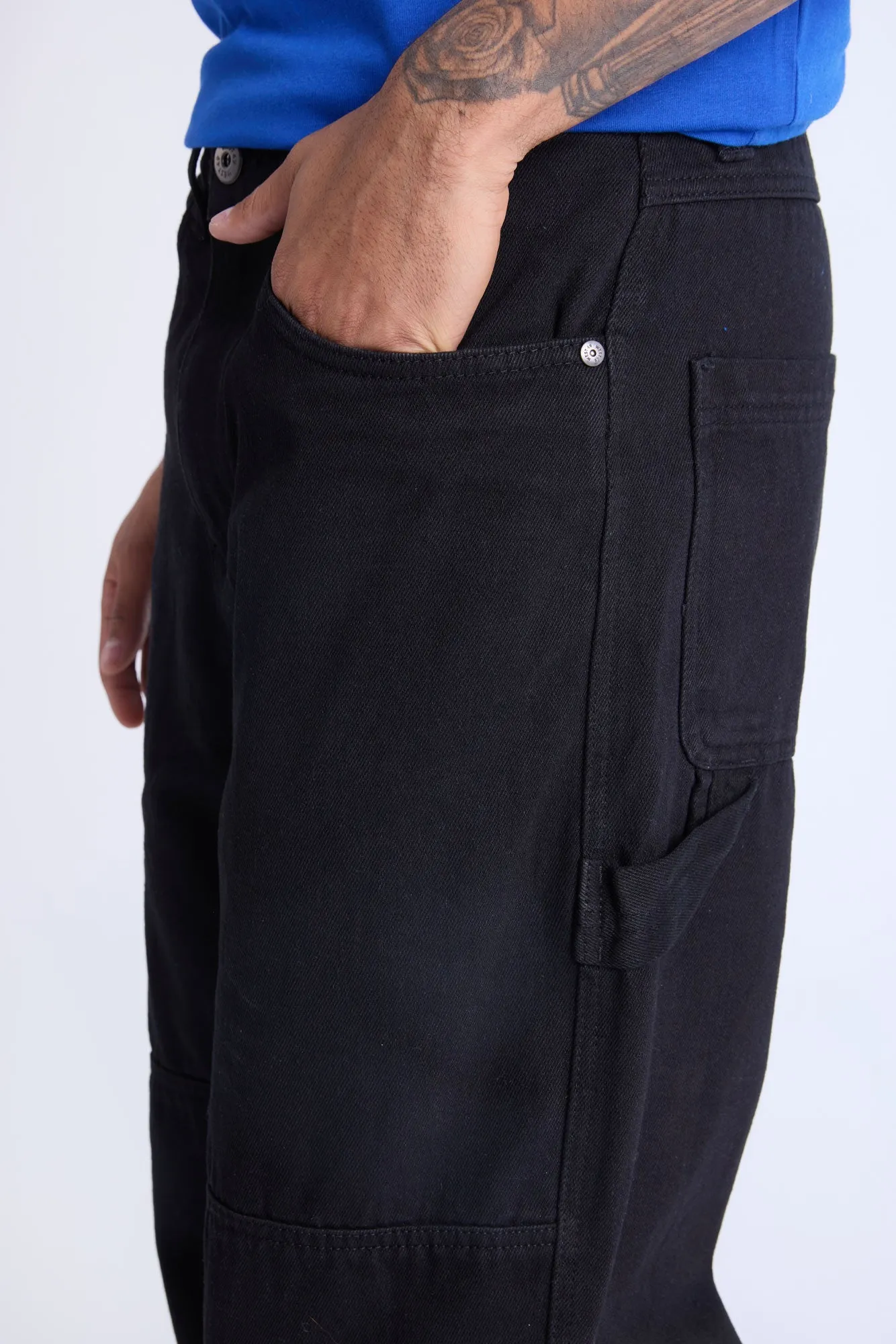 Jean de charpentier délavé noir West49 homme