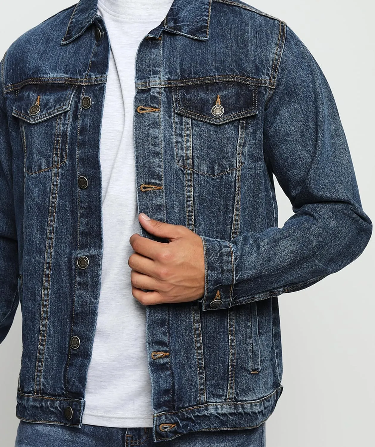 Jean Jacket For Men - Classic Trucker Style Slim Fit Casual Outerwear Button Down Cowboy Cut - Men's Denim Jacket