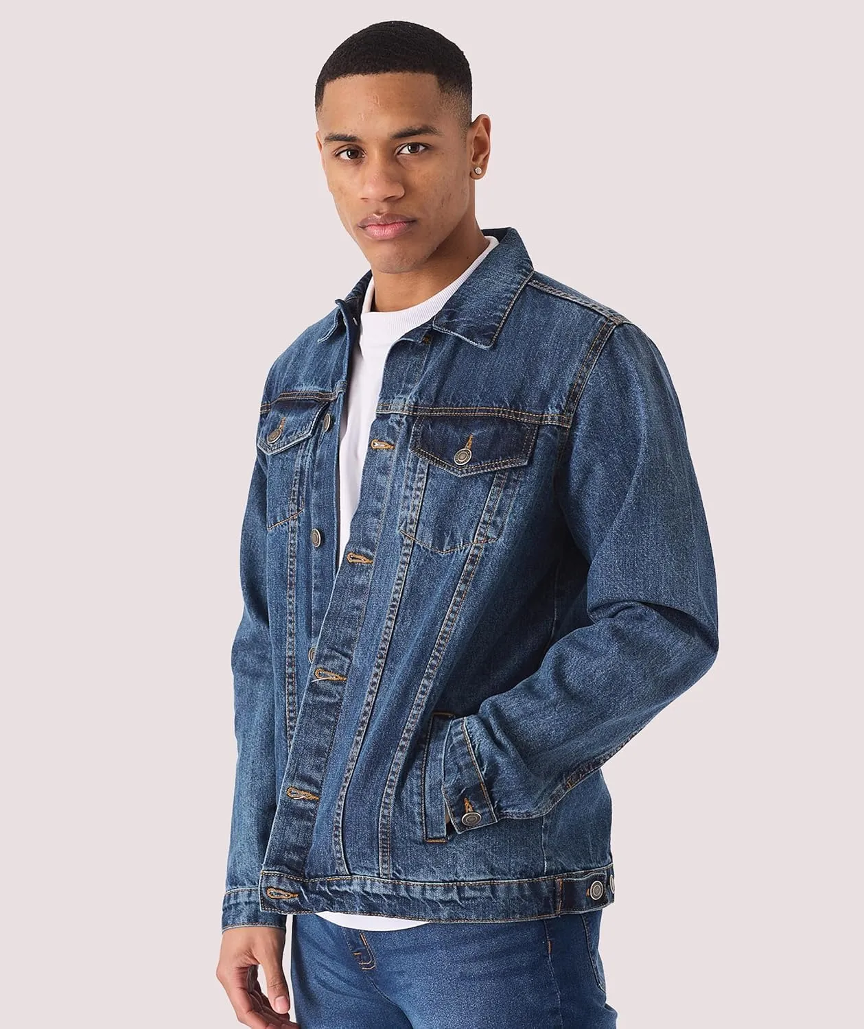 Jean Jacket For Men - Classic Trucker Style Slim Fit Casual Outerwear Button Down Cowboy Cut - Men's Denim Jacket