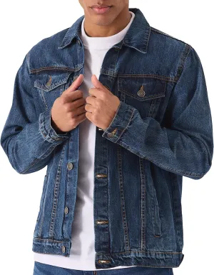 Jean Jacket For Men - Classic Trucker Style Slim Fit Casual Outerwear Button Down Cowboy Cut - Men's Denim Jacket