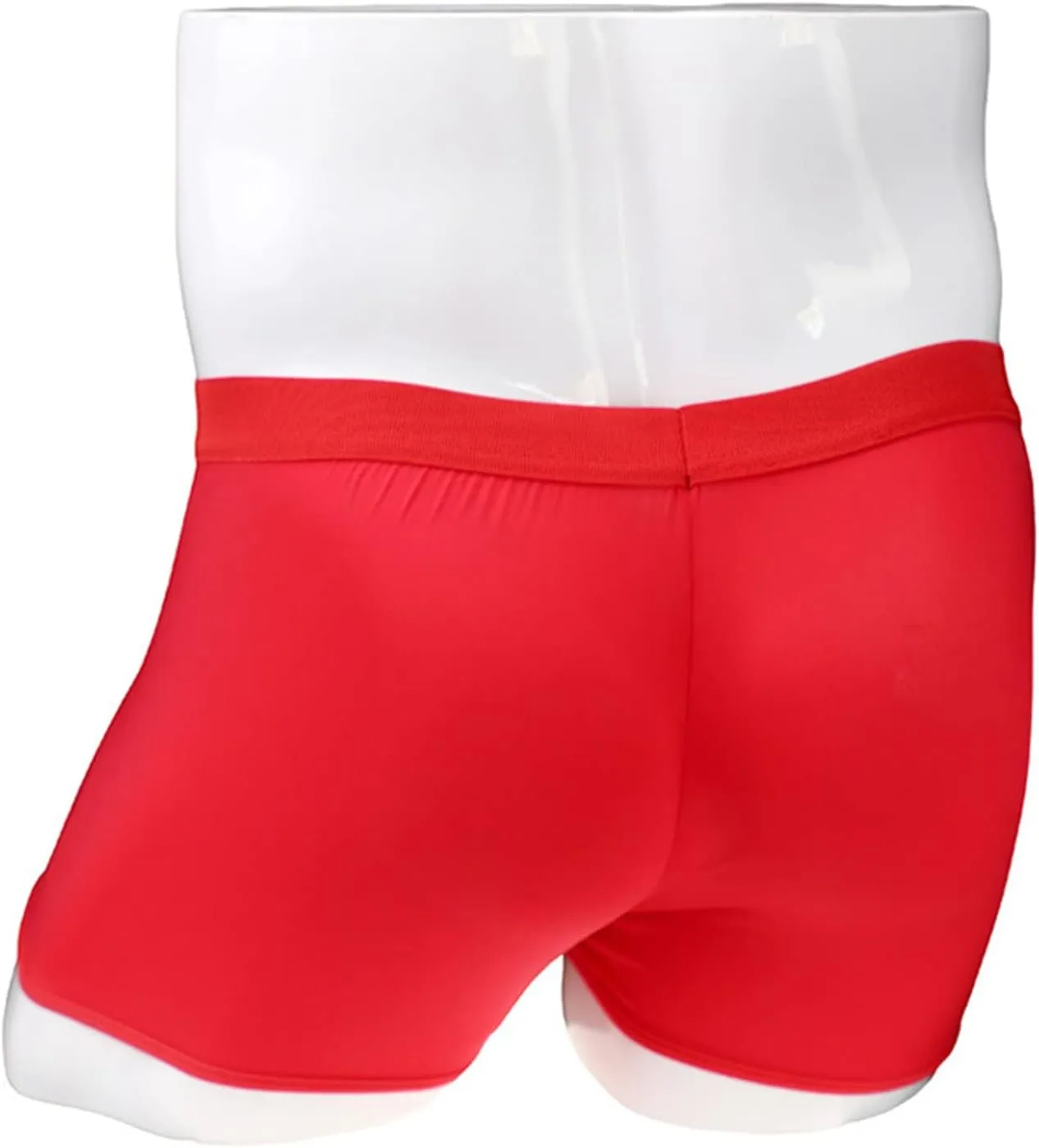 JEsilunmaMY Men's Faux Leather Boxer Briefs Ice Silk Mide Rise Open Zipper Pouch Underwear Stretch Comfortable Sexy Panties