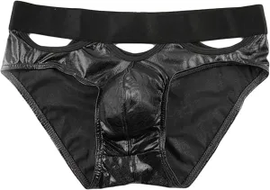 JEsilunmaMY Mens Hollow Out Boxer Briefs Shiny Leather Cutout Bulge Pouch Underwear Athletic Supporter Jockstrap Underpants