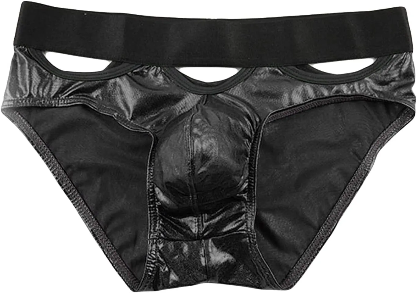 JEsilunmaMY Mens Hollow Out Boxer Briefs Shiny Leather Cutout Bulge Pouch Underwear Athletic Supporter Jockstrap Underpants
