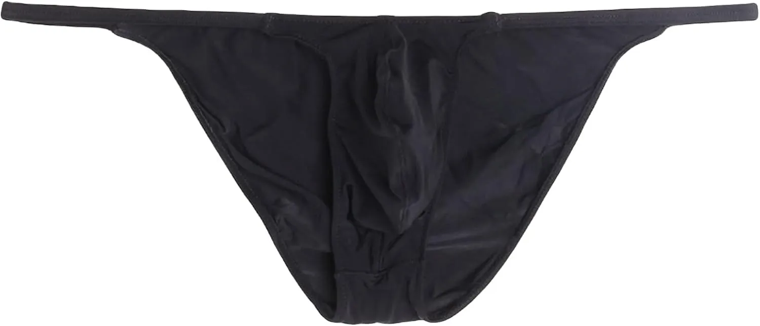 JEsilunmaMY Men's Ice Silk Thongs Low Waist Bulge Pouch G-Strings Briefs High Stretch Sexy Thin High Fork Underwear Lingerie