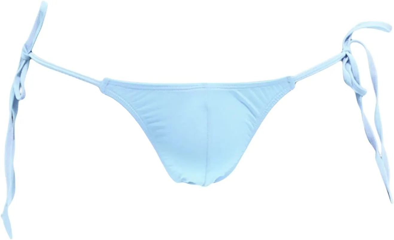 JEsilunmaMY Mens Side Tie Bikini Briefs Low Rise Ice Silk Bulge Sissy G-String Thongs Strappy Breathable Underwear Panties