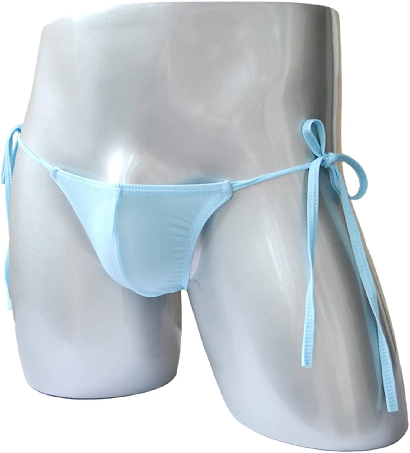 JEsilunmaMY Mens Side Tie Bikini Briefs Low Rise Ice Silk Bulge Sissy G-String Thongs Strappy Breathable Underwear Panties