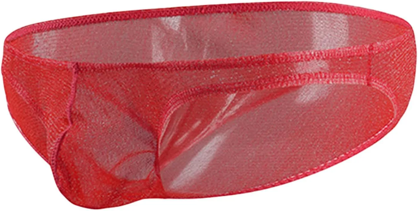 JEsilunmaMY Mesh Underwear for Men Low Rise Breathable Bulge Pouch Bikini Briefs See Through Transparent Underpants Swimsuit