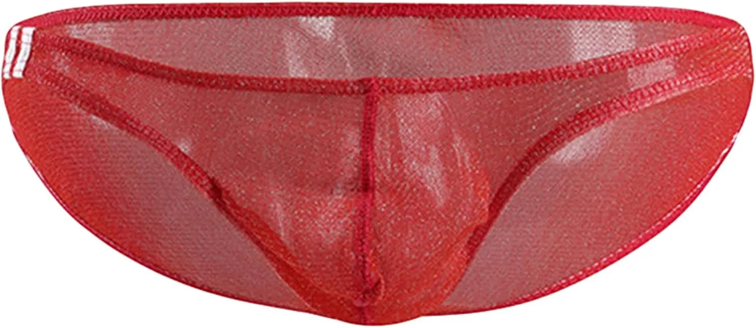 JEsilunmaMY Mesh Underwear for Men Low Rise Breathable Bulge Pouch Bikini Briefs See Through Transparent Underpants Swimsuit