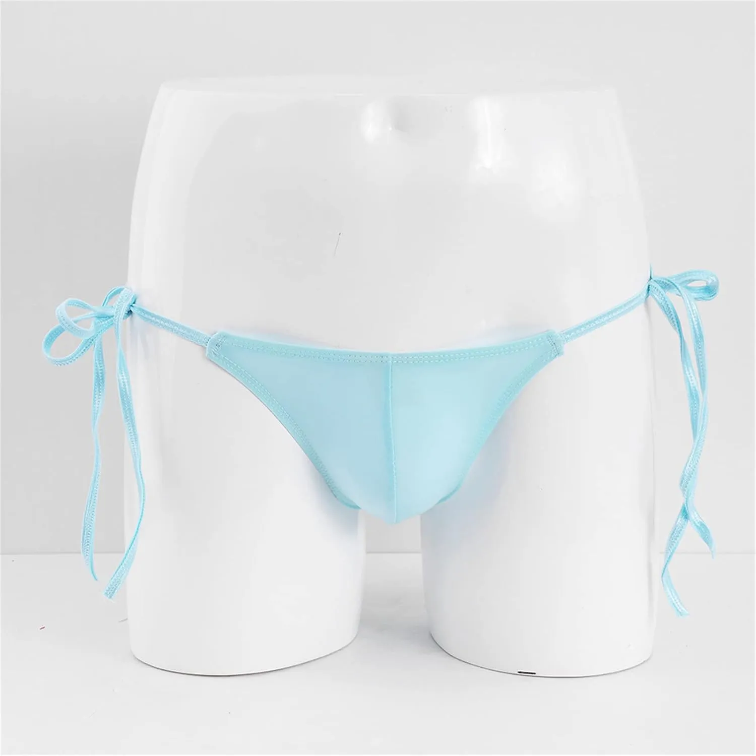 JEsilunmaMY Side Tie Bikini Briefs for Men Strappy Low Rise Bulge String Underwear Transparent Breathable Underpants Swimwear