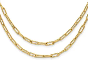 JewelryWeb 10k Solid Yellow Gold Polished Double layer Link Necklace 20 Inch Pendant-Necklace for Women