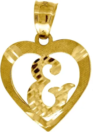 JewelryWeb 10k Yellow Gold Womens Sparkle Cut Love Heart Letter Name Personalized Monogram Initial E Charm Pendant Necklace 20.4x14.80mm Wide-Pendant for Women