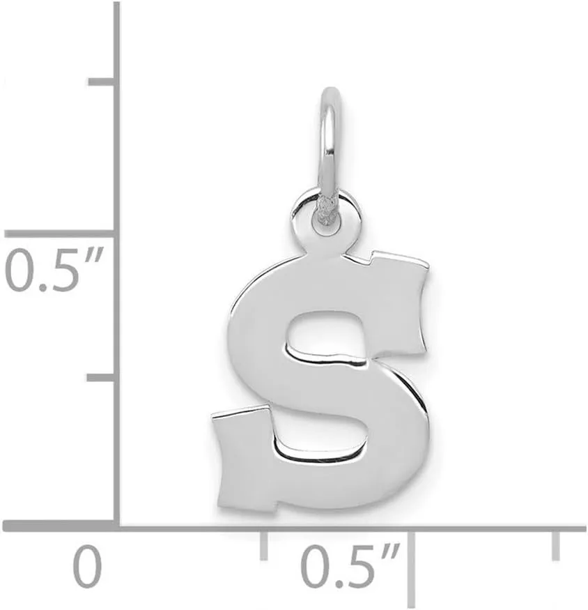 JewelryWeb 12mm 10k White Gold Small Block Letter Name Personalized Monogram Initial Charm Pendant Necklace for Women