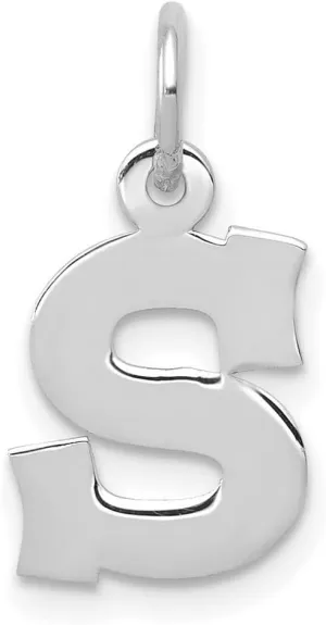 JewelryWeb 12mm 10k White Gold Small Block Letter Name Personalized Monogram Initial Charm Pendant Necklace for Women