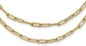 JewelryWeb 14k Gold Polished Double layer Link Necklace 20 Inch 4mm Wide Pendant-Necklace for Women