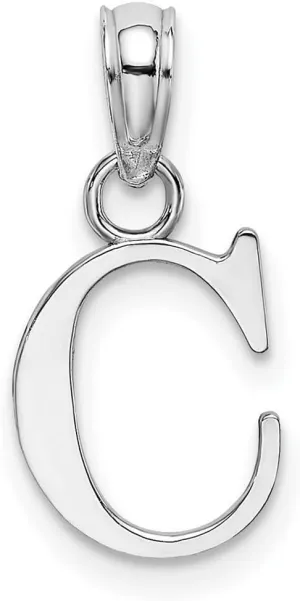 JewelryWeb 14k White Gold Block Letter Name Personalized Monogram Initial High Polish Charm 15.85x10.35mm Wide 1.1mm Thick Pendant Necklace for Women