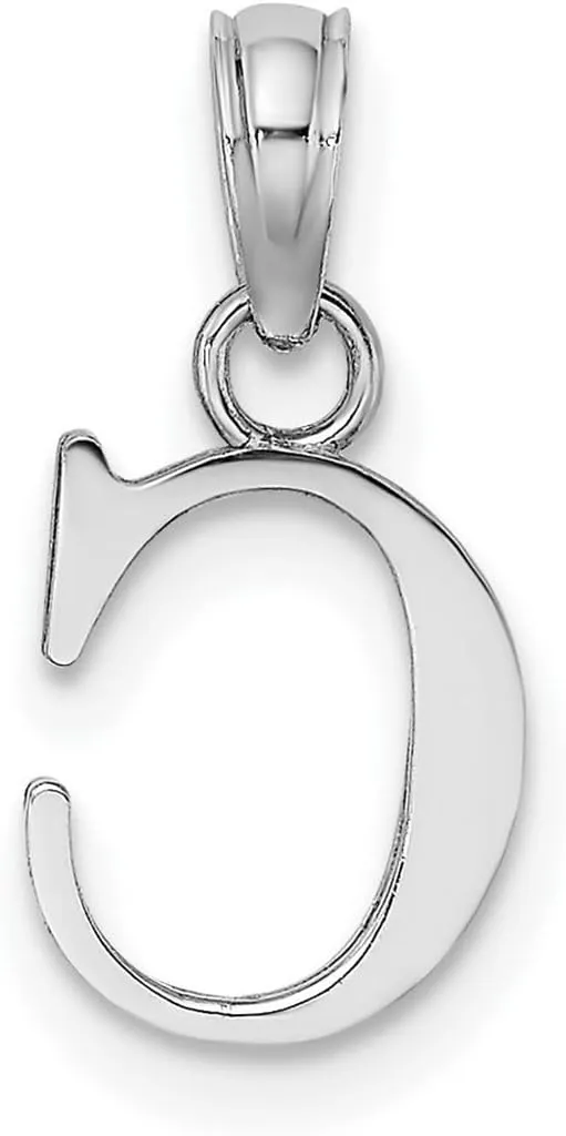 JewelryWeb 14k White Gold Block Letter Name Personalized Monogram Initial High Polish Charm 15.85x10.35mm Wide 1.1mm Thick Pendant Necklace for Women