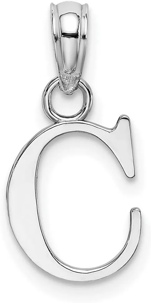 JewelryWeb 14k White Gold Block Letter Name Personalized Monogram Initial High Polish Charm 15.85x10.35mm Wide 1.1mm Thick Pendant Necklace for Women