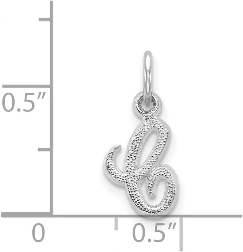 JewelryWeb 14k White Gold Solid Satin Textured Letter Name Personalized Monogram Initial Charm 15.7x9.9mm Pendant Necklace for Women