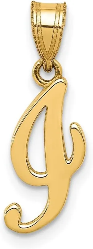 JewelryWeb 14k Yellow Gold Solid Polished back I Script Letter Name Personalized Monogram Initial Pendant Necklace-Pendant for Women