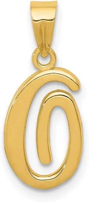 JewelryWeb 14k Yellow Gold Solid Polished back O Script Letter Name Personalized Monogram Initial Pendant Necklace-Pendant for Women