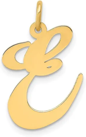 JewelryWeb 14k Yellow Gold Solid Polished Laser cut Large Fancy Script Letter Name Personalized Monogram Initial Charm 20.8x25.6mm Pendant Necklace for Women