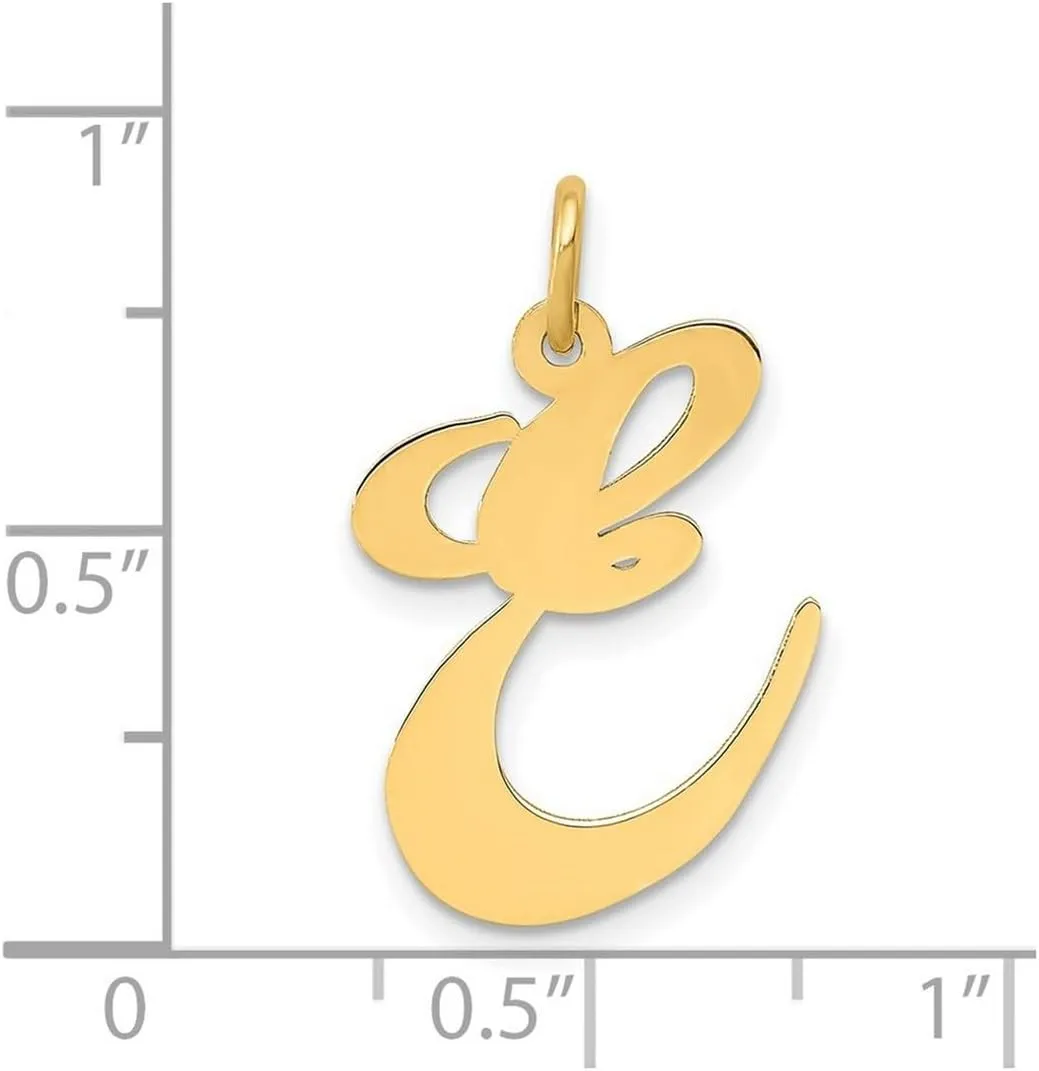 JewelryWeb 14k Yellow Gold Solid Polished Laser cut Large Fancy Script Letter Name Personalized Monogram Initial Charm 20.8x25.6mm Pendant Necklace for Women