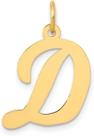 JewelryWeb 14k Yellow Gold Solid Polished Laser cut Large Script Letter Name Personalized Monogram Initial Charm 18.29x15.39mm Wide Pendant Necklace for Women