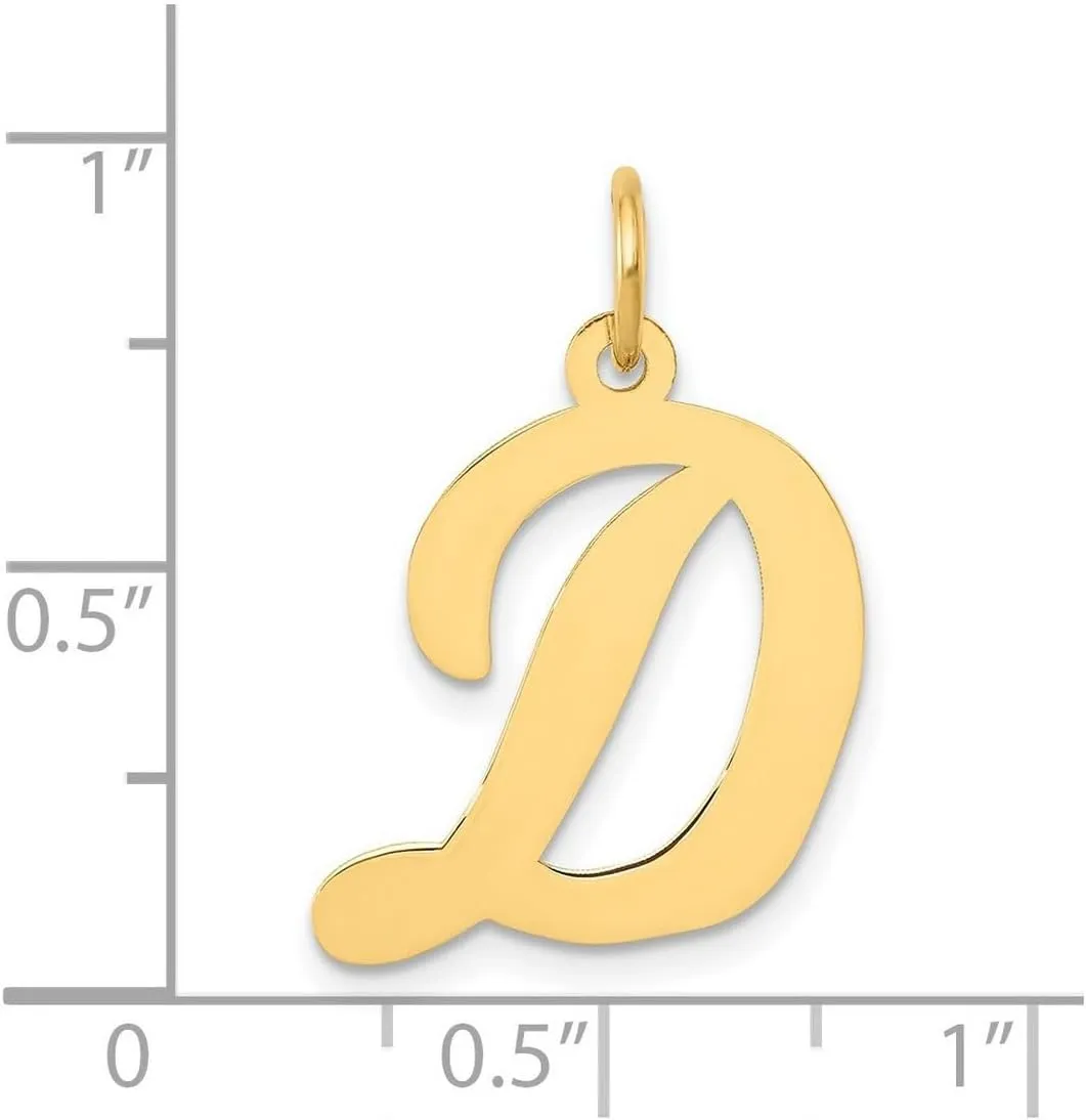 JewelryWeb 14k Yellow Gold Solid Polished Laser cut Large Script Letter Name Personalized Monogram Initial Charm 18.29x15.39mm Wide Pendant Necklace for Women