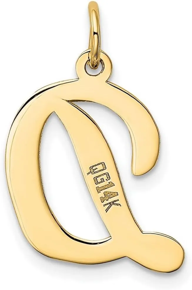 JewelryWeb 14k Yellow Gold Solid Polished Laser cut Large Script Letter Name Personalized Monogram Initial Charm 18.29x15.39mm Wide Pendant Necklace for Women