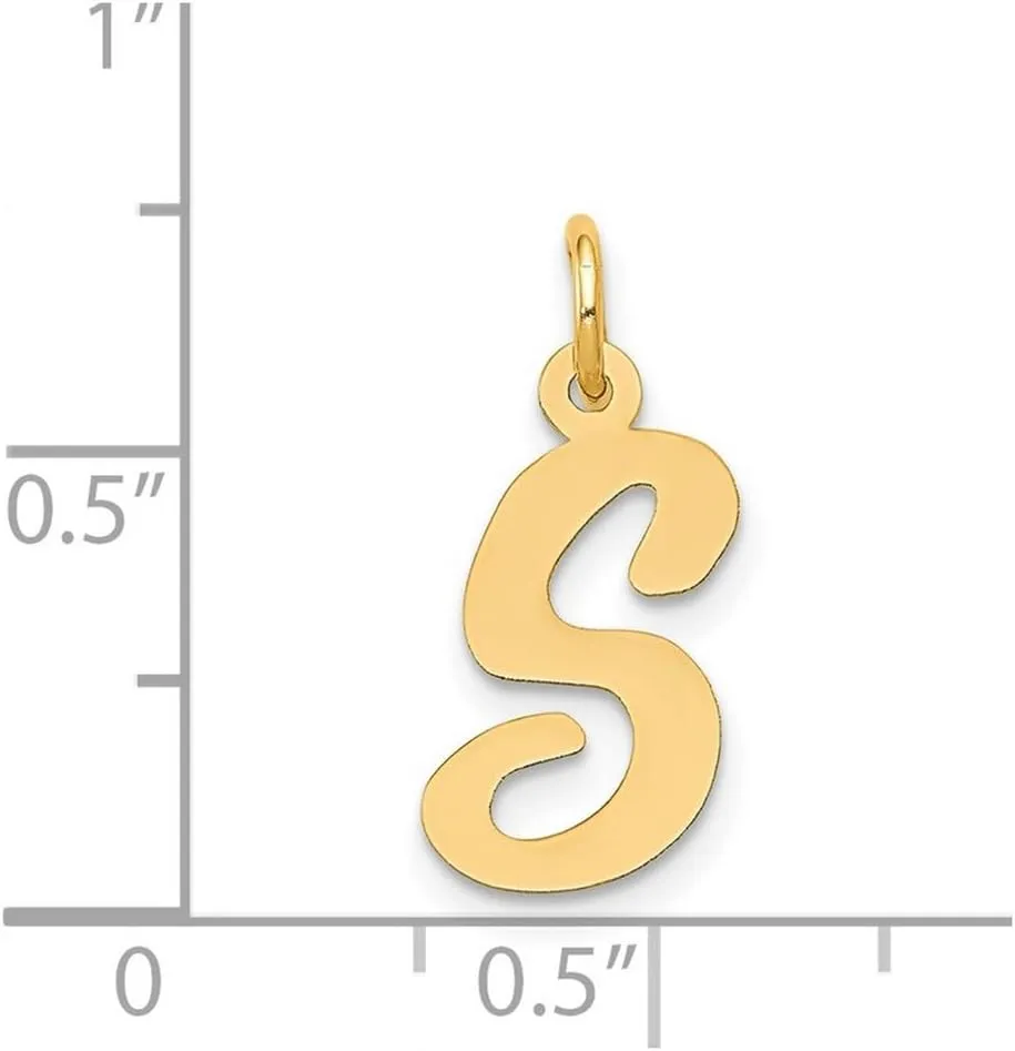 JewelryWeb 14k Yellow Gold Solid Polished Laser cut Medium Script Letter Name Personalized Monogram Initial Charm 19.5x13.1mm Pendant Necklace for Women