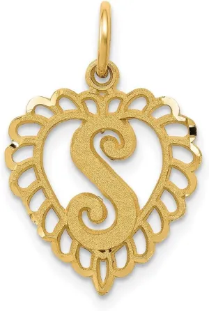 JewelryWeb 14k Yellow Gold Solid Satin Letter Name Personalized Monogram Initial Charm 22.5x15.3mm Pendant Necklace for Women