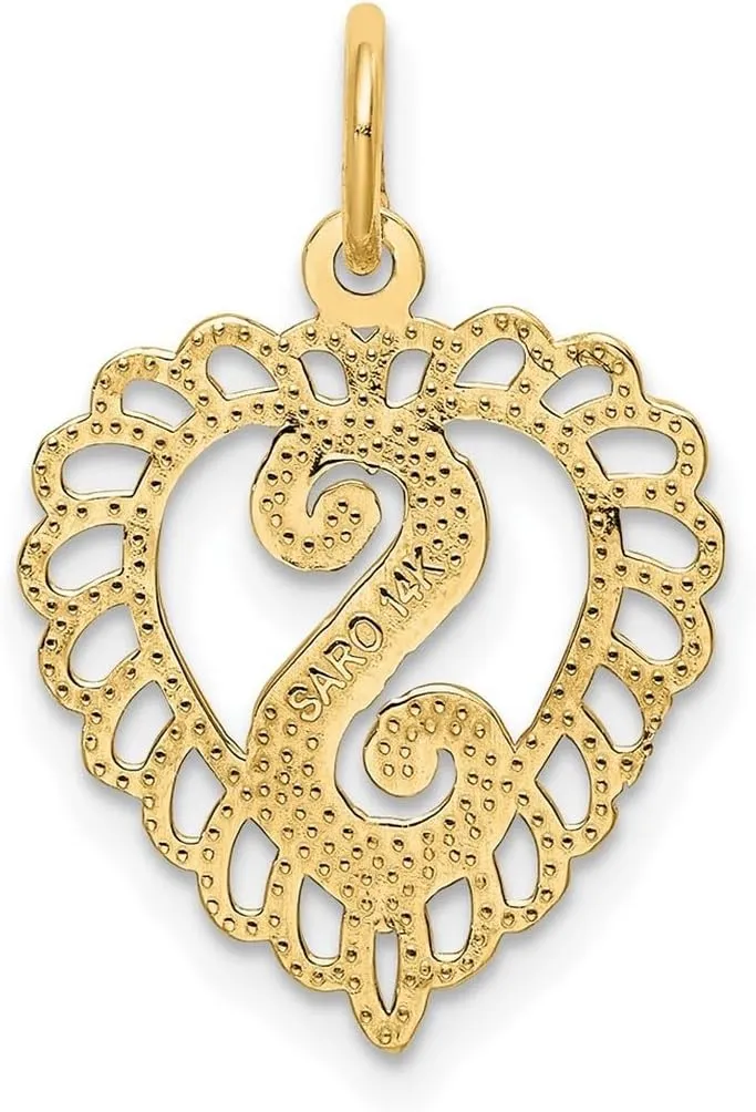 JewelryWeb 14k Yellow Gold Solid Satin Letter Name Personalized Monogram Initial Charm 22.5x15.3mm Pendant Necklace for Women