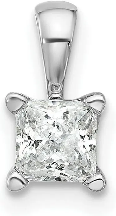 JewelryWeb 5.64mm 14k White Gold 1/2 Ct Lab Grown Diamond VS  F  Princess 4 Prong Pendant Necklace-Pendant for Women