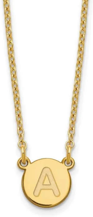 JewelryWeb 925 Sterling Silver Gold Plated Tiny Circle Block Letter A Initial Necklace Pendant-Necklace for Women
