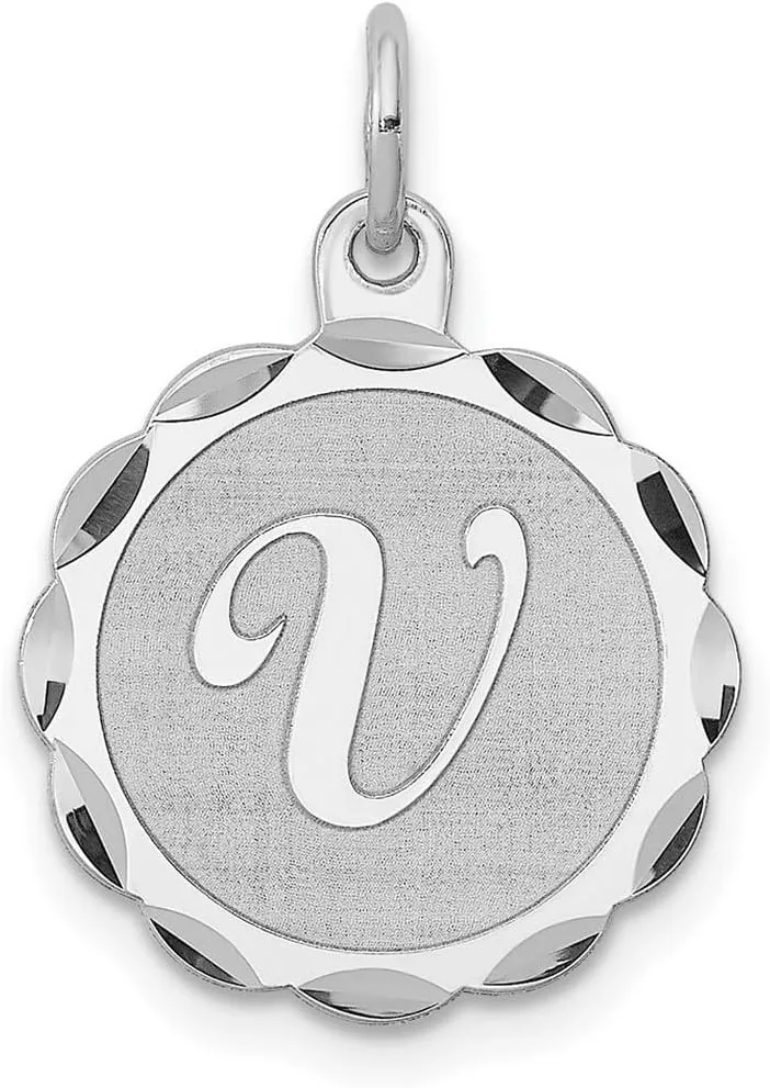 JewelryWeb 925 Sterling Silver Solid Polished back Brocaded Letter Name Personalized Monogram Initial Charm 22x16mm Wide Pendant Necklace for Women