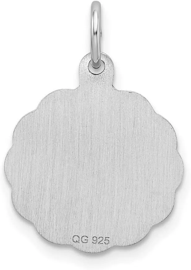 JewelryWeb 925 Sterling Silver Solid Polished back Brocaded Letter Name Personalized Monogram Initial Charm 22x16mm Wide Pendant Necklace for Women