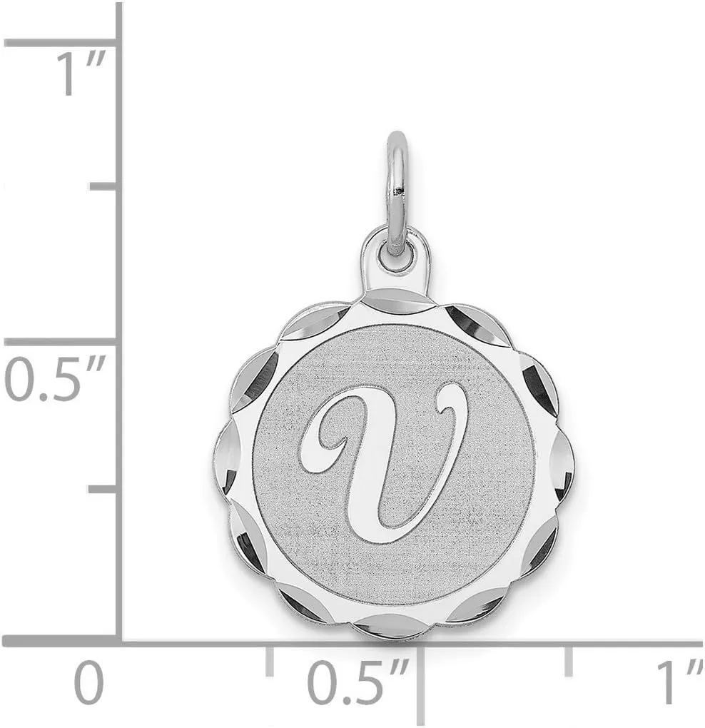 JewelryWeb 925 Sterling Silver Solid Polished back Brocaded Letter Name Personalized Monogram Initial Charm 22x16mm Wide Pendant Necklace for Women