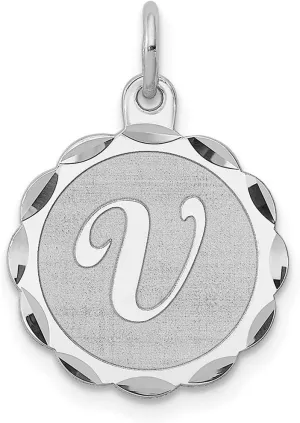 JewelryWeb 925 Sterling Silver Solid Polished back Brocaded Letter Name Personalized Monogram Initial Charm 22x16mm Wide Pendant Necklace for Women