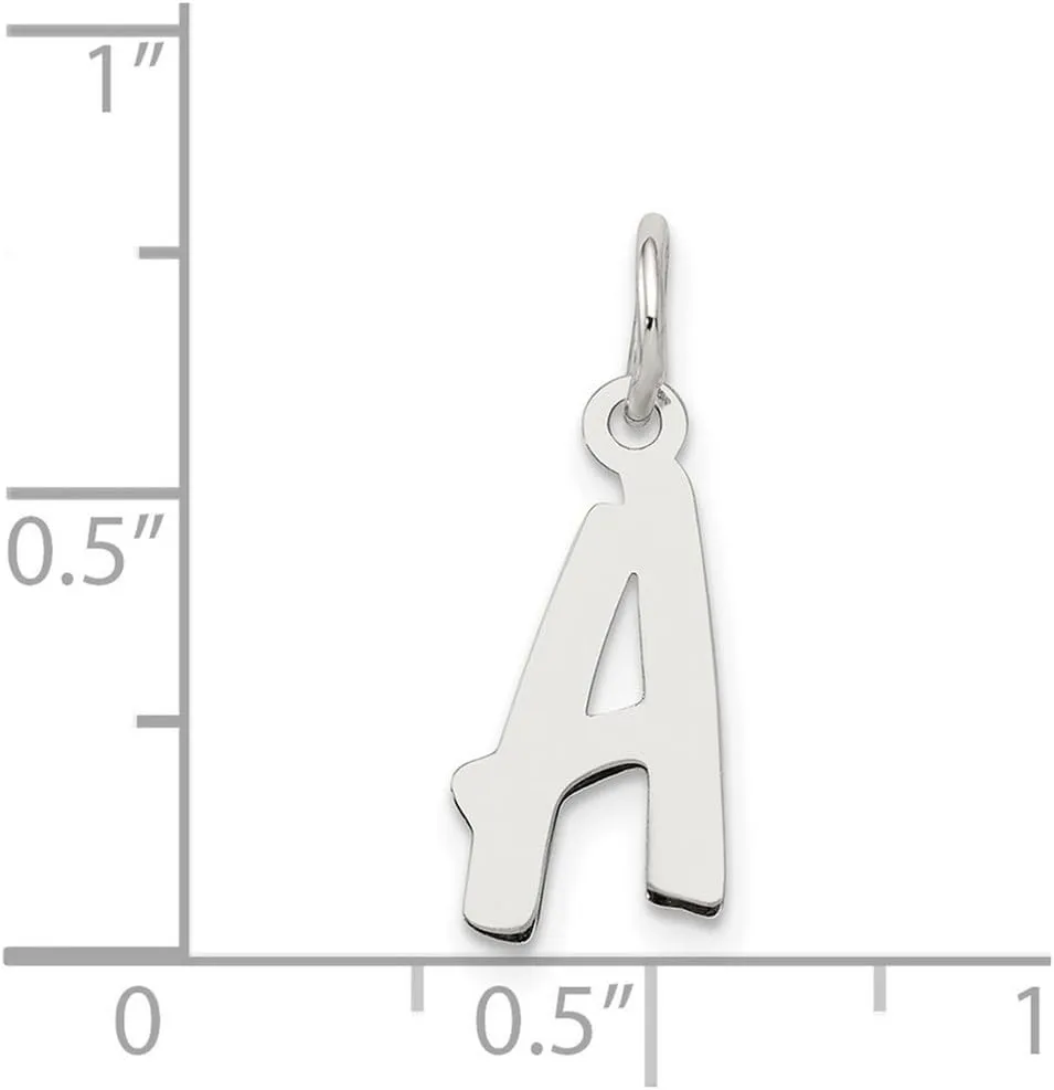 JewelryWeb 925 Sterling Silver Solid Polished Small Letter Name Personalized Monogram Initial Charm 19x8mm Wide Pendant Necklace for Women