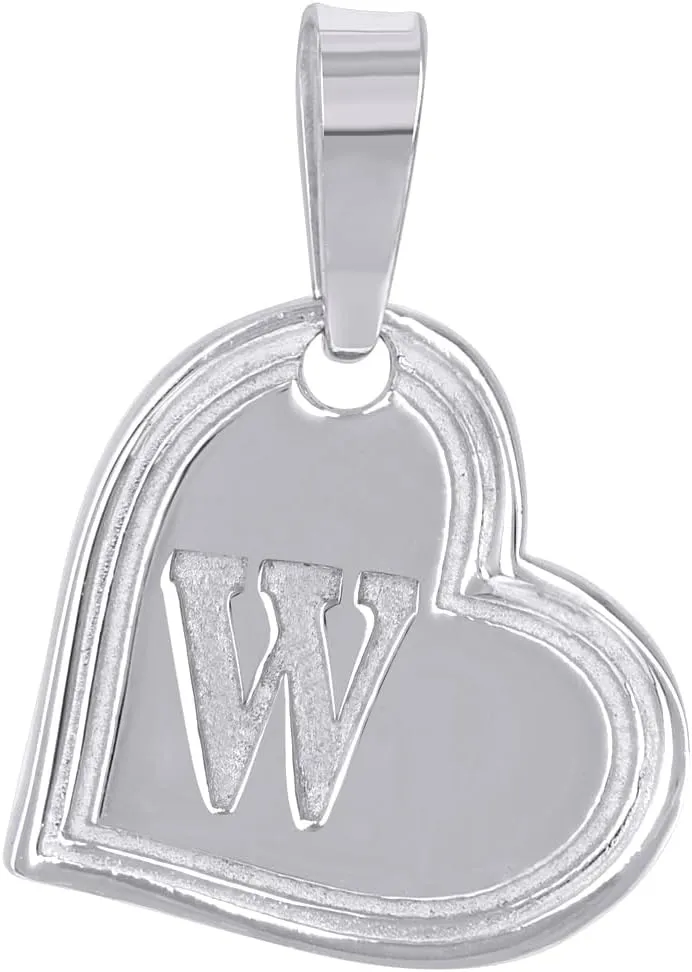 JewelryWeb 925 Sterling Silver Womens Love Heart Letter Name Personalized Monogram Initial Alphabet W Charm Pendant Necklace 22.8x15.6mm Wide-Pendant for Women