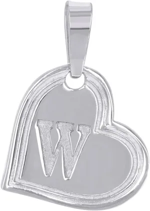 JewelryWeb 925 Sterling Silver Womens Love Heart Letter Name Personalized Monogram Initial Alphabet W Charm Pendant Necklace 22.8x15.6mm Wide-Pendant for Women