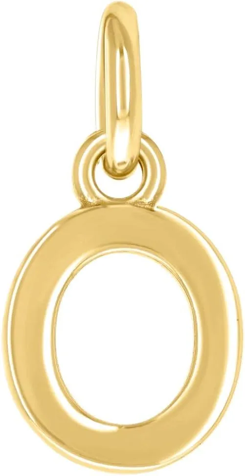 JewelryWeb 925 Sterling Silver Yellow tone Unisex Letter Name Personalized Monogram Initial Small Alphabet O Charm Pendant Necklace 13.5x5.1mm Wide-Pendant for Women