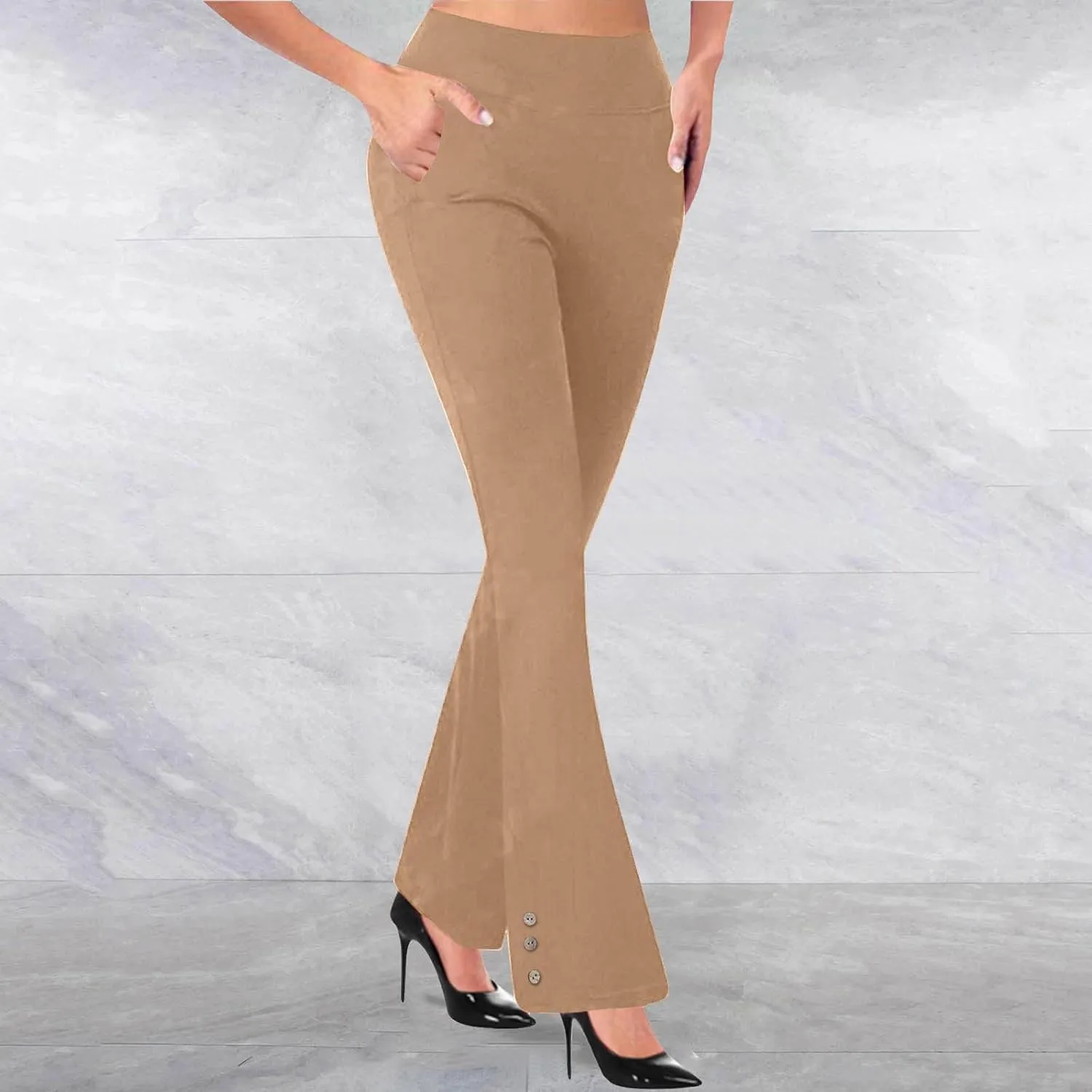 JOAU Work Pants for Women High Waist Dressy Business Casual Flared Trousers Stretch Bootleg Yoga Leggings Workout Slacks
