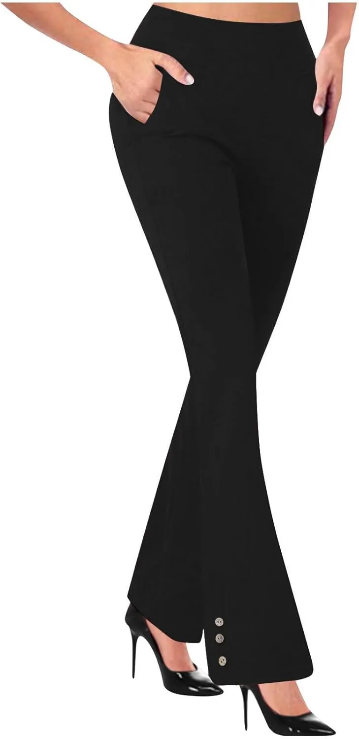 JOAU Work Pants for Women High Waist Dressy Business Casual Flared Trousers Stretch Bootleg Yoga Leggings Workout Slacks