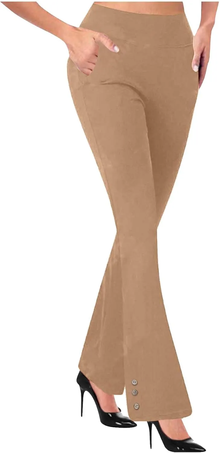 JOAU Work Pants for Women High Waist Dressy Business Casual Flared Trousers Stretch Bootleg Yoga Leggings Workout Slacks