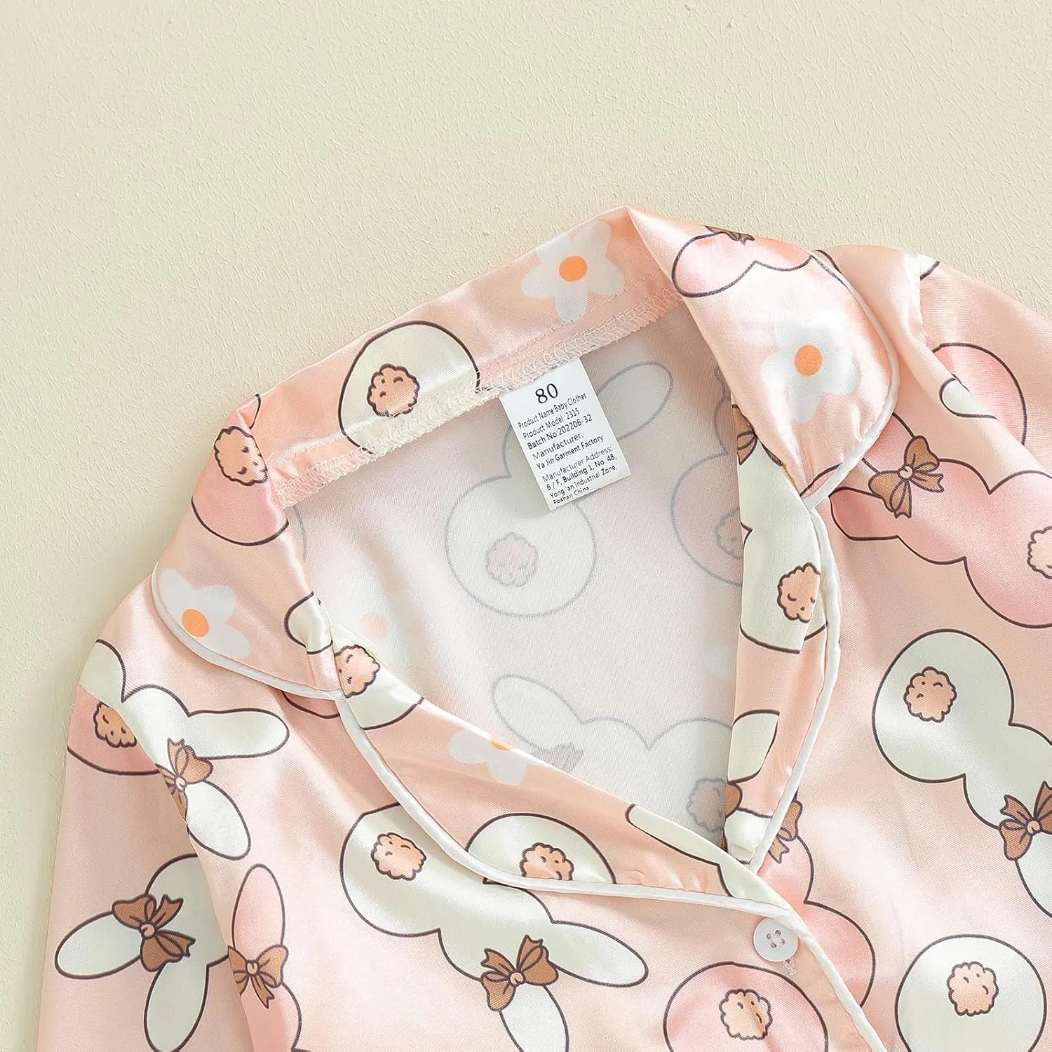 Kids Baby Girl Boy Easter Pajamas Bunny Egg Silk Pajamas Button-Up Pjs 2-Piece Satin Pajama Nightgowns for Toddler